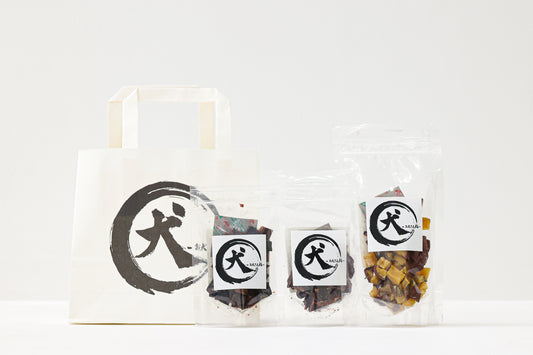 【手土産3点セット/オリジナルショッパー付き】ばちまぐろ血合/馬/さつまいも（小袋／25g・50g）